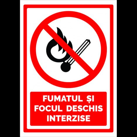 Indicator pentru fumatul si focul deschis interzise